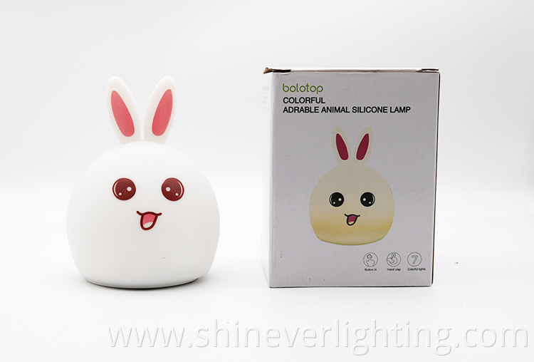 Silicone Rabbit-Shaped Night Light with Touch Sensor